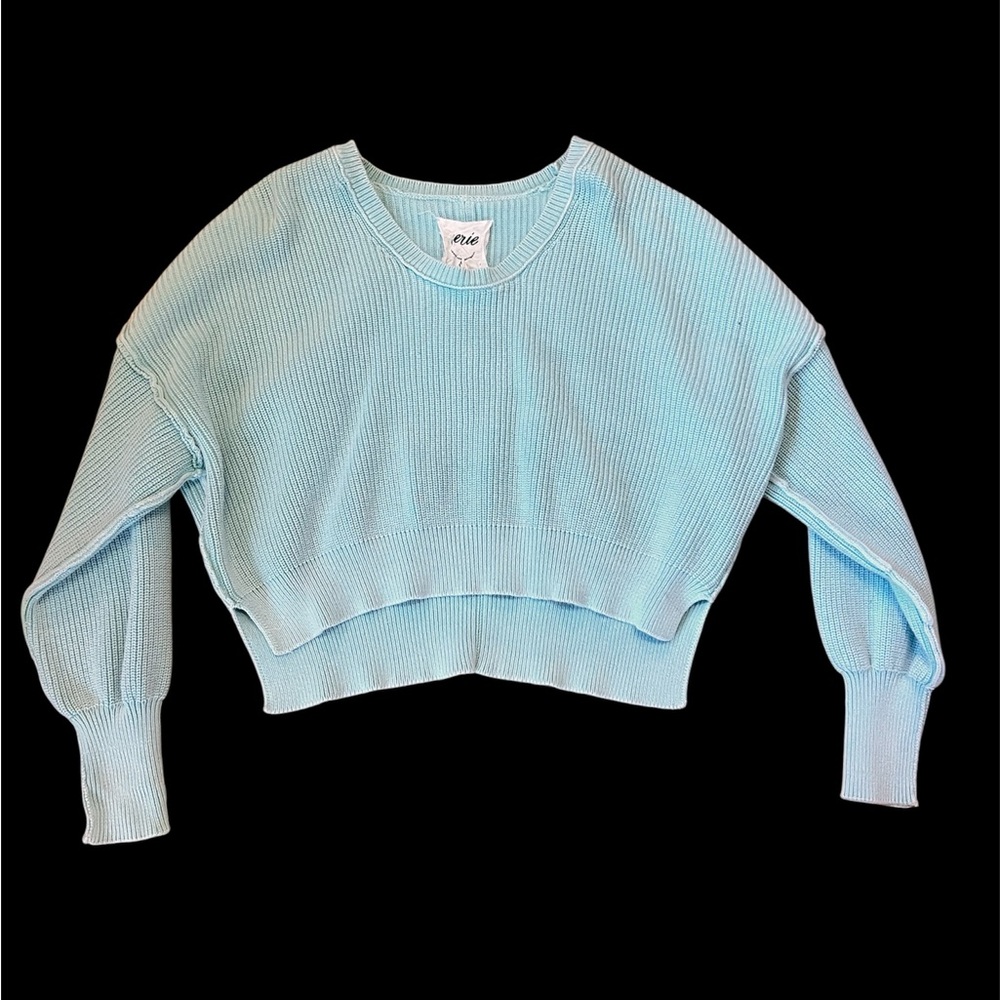 Aerie Sky Blue Ribbed Crew Neck Sweater